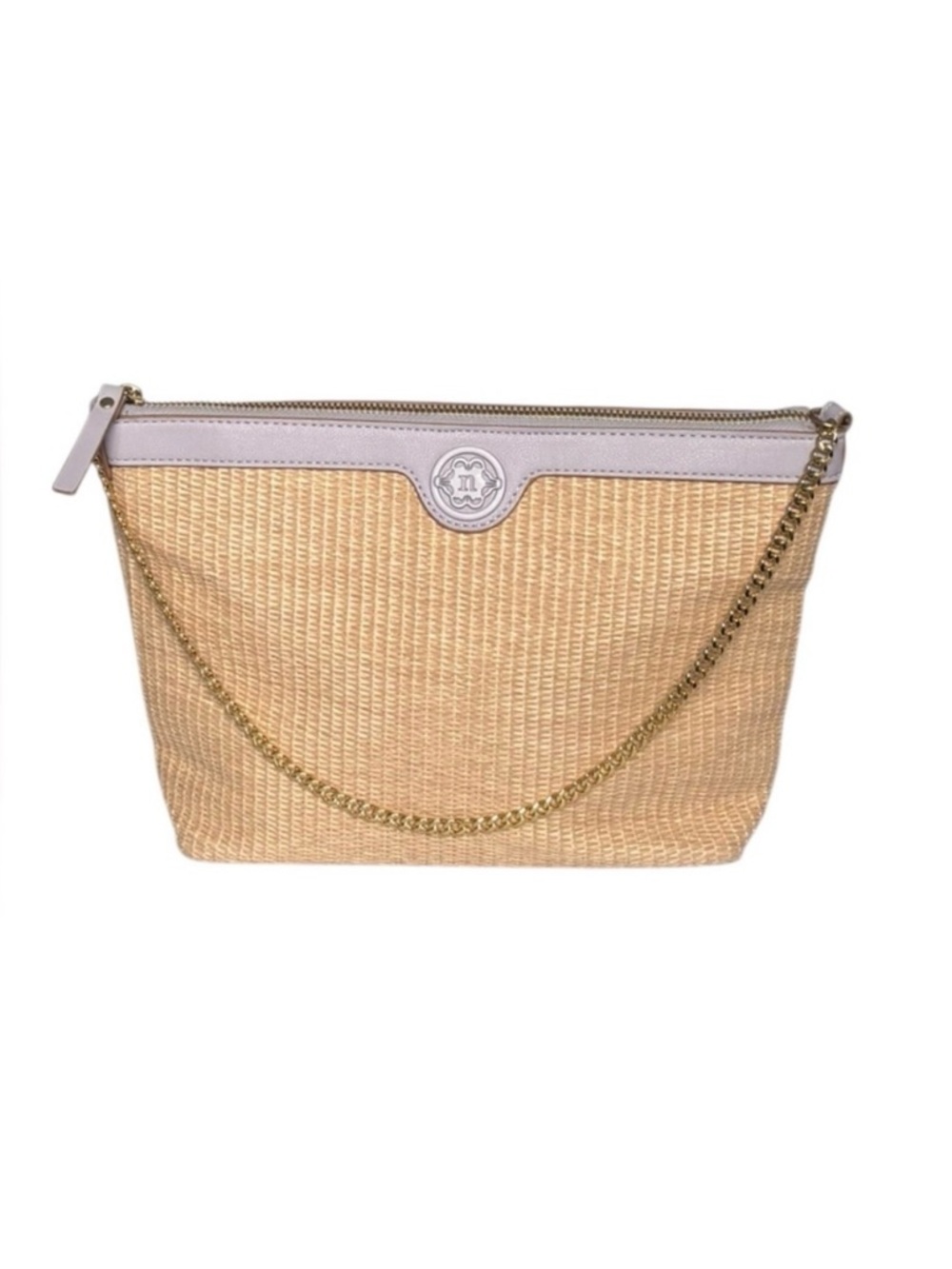 Nanette Lepore Tan and Purple Woven Shoulder Bag